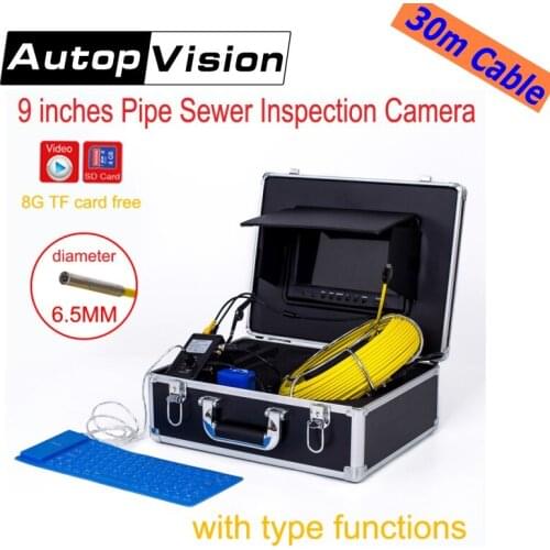 WP91 30m Cable Drain Sewer Pipe Inspection Camera System 9"LCD Video Snake Endoscope Borescope 6.5/17/23mm underwater Camera