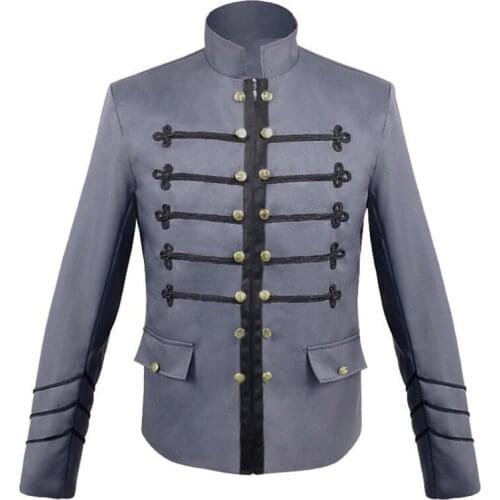 Medieval Renaissance anime cosplay disfraz halloween costumes disfraces fantasia Embroidered pattern breasted stand collar coat
