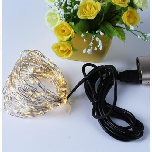 10pcs 10M 100LED LED light string copper wire USB interface Christmas wedding decorative light string waterproof low-voltage 5V