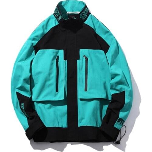 Streetwear Men Jacket Coat Mandarin Collar Spring Autumn Hip Hop Jackets Windbreaker Retro Block Track Jacket Mens High Fashion