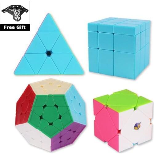 YUXIN Magic Cube Pyram Ske Cast Coated Gigaminx Educational Antistress Cube Toys for Kids Speed Puzzle Set Gifts with Bracket