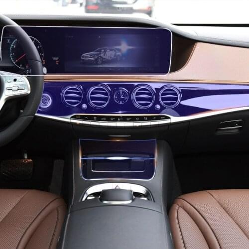 Car Interior Protective Film Center Control Console Gear Panel Sticker for Mercedes Benz S class W221 W222 Maybach S400 S500