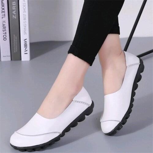 Women Flat New Vogue Plus Size Soft Lace-up Casual PU Leather Women Shoes Peas Non-slip Outdoor Flat Shoes Woman fgb67