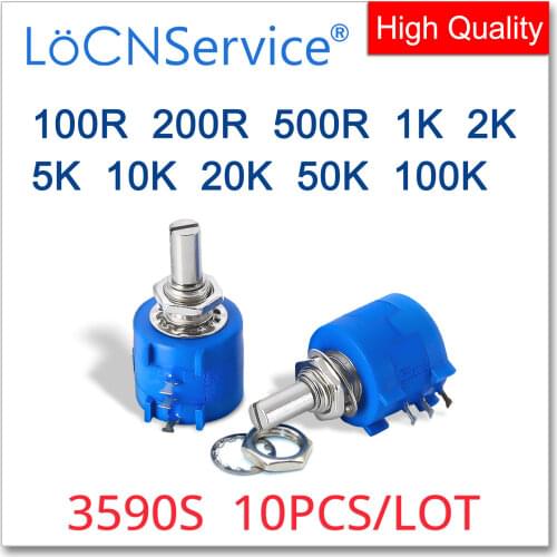 10PCS 3590S Wirewound Potentiometer 100R 500R 1K 2K 5K 10K 20K 50K 100K ohm 3590S-2-103L 101 102 103 104 201 202 203 501 502 503