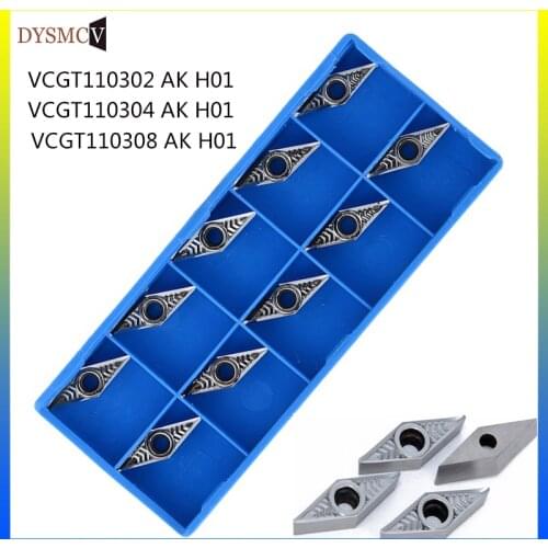 10 PCS VCGT110302 AK H01 Lathe insert aluminum insert VCGT110304 turning inserts for internal CNC toolholder knife blade