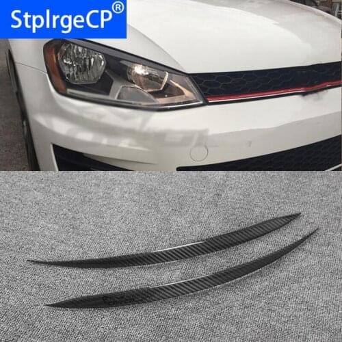 100% Rear Carbon Fiber Headlights Eyebrows Eyelids for Volkswagen VW Golf 7 MK7 GTI 2014-2016 Front Headlamp Eyebrows Trim Cover