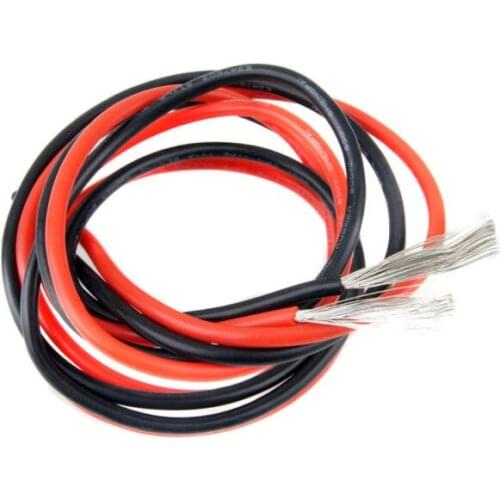 10AWG 12AWG 14AWG 16AWG 18AWG 20AWG 22AWG 24AWG 26AWG 200C 600V Silicone Rubber Wire Cable Red 1M Black 1M