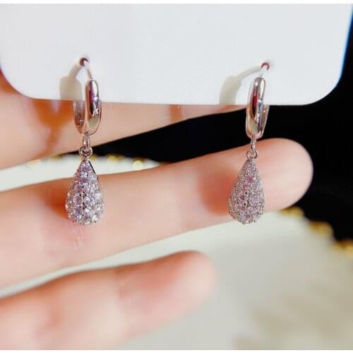 2121 Korean New Water Drop Geometric Small Earrings For Women Shiny Crystal Alloy Clasp Simple Earrings Party Fashion Jewelry
