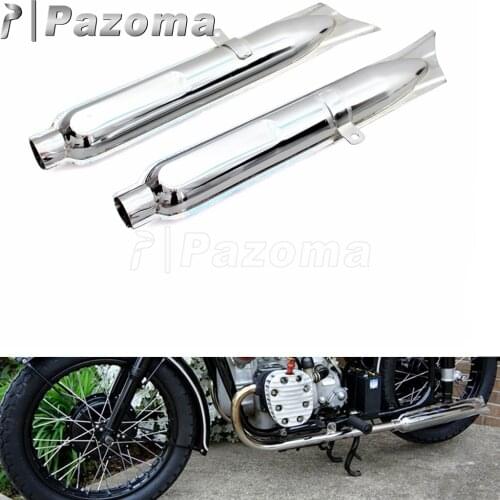 750cc Motorcycle Fishtail Exhaust Mufflers Pipes Steel Retro Ural Side Rear Silencer For BMW K750 M1 M72 R71 R12 Dnepr MT12 2Pcs