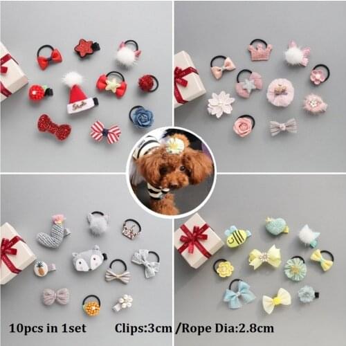 5pcs/ 8pcs in 1set Mix Style Dog Hair Bows with Full Covered Clips Pet Hair Clips set dog grooming bows pet hair accessories
