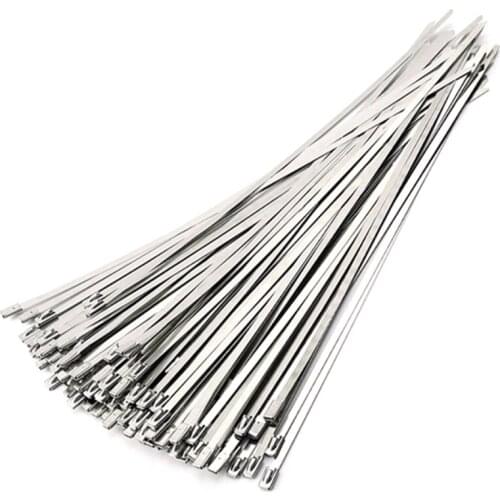 50Pcs 4.6X300Mm Stainless Steel Exhaust Pipe Wrap Coated Locking Cable Zip Ties Self-Locking Stainless Steel Cable Tie