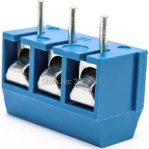 500PCS Terminal Connectors 3 Pin Plug-in Screw Terminal Block Connector 5.08mm Pitch blue iron KF 301-3P