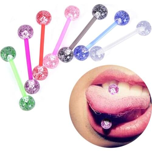 8PCS/Set Plastic Eyebrow Navel Belly Lip Tongue Ring Nose Bar Rings Body Piercing Jewelry Soft Rod Barbell Ball