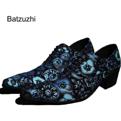 Batzuzhi Japanese Style personality fashion leather Man Shoes stylist nightclub barbershop Lace-up shoes High Increased Shoes