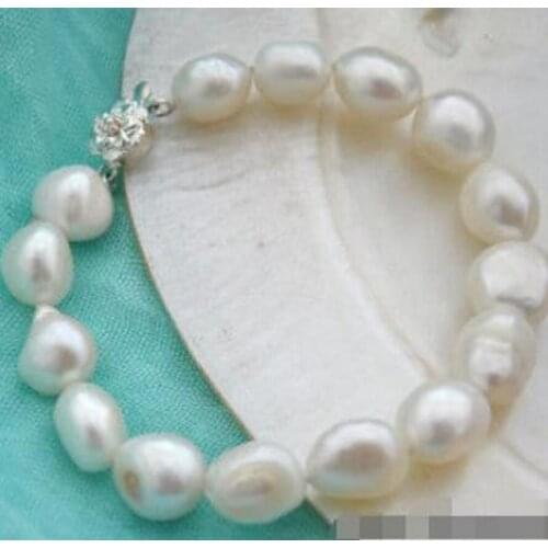 New hot 8" 13mm baroque white freshwater pearl bracelet
