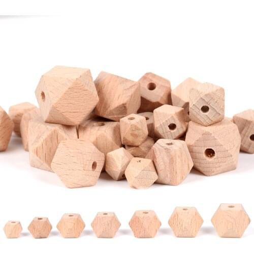 DIY 10-20mm Natural Beech Octagonal Wood Beads Spacer Wooden Pearl Lead-Free Balls Charms For Jewelry Making Handmade 10pcs