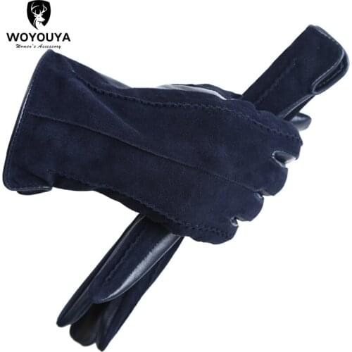 Colored Suede womens leather gloves,warm winter gloves,High-end leather gloves women,winter sheepskin womens gloves-2007
