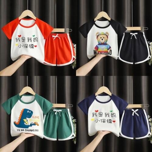 Summer Childrens Clothing Sets Cotton Baby Boys Girls Short Sleeve T-shirts+shorts 2-piece Suit Toddler Kids Tracksuit Outfits