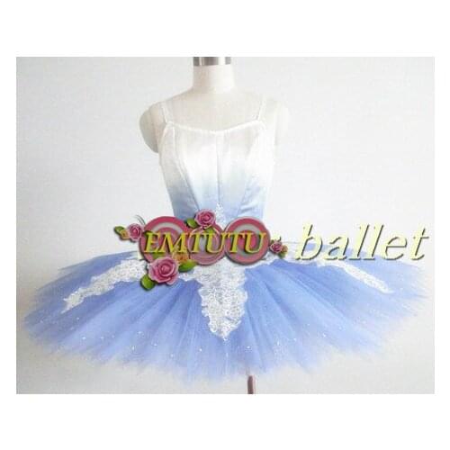 Swan Lake Blue Bird Platter Professional Ballet Costumes Blue White Pancake Ballet Stage Attire Costume