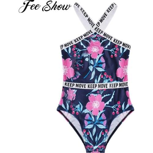 Girls Summer One Piece Swimsuit Kids 4-6 Years Swimwear Monokini Bathing Suits Clothing Sleeveless Flowers Print Swim Beachwear