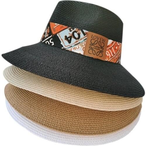 MAXSITI U New Sun Hats For Women Print Decorate Cotton Ribbon Straw Hat Men top hat Travel Sun Protection ladies hats and caps