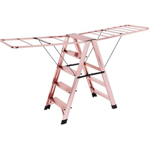 Multifunctional Aluminum Alloy Ladder Clothes Hanger Dual Purpose Floor Folding Household Indoor Balcony Airfoil Dryi