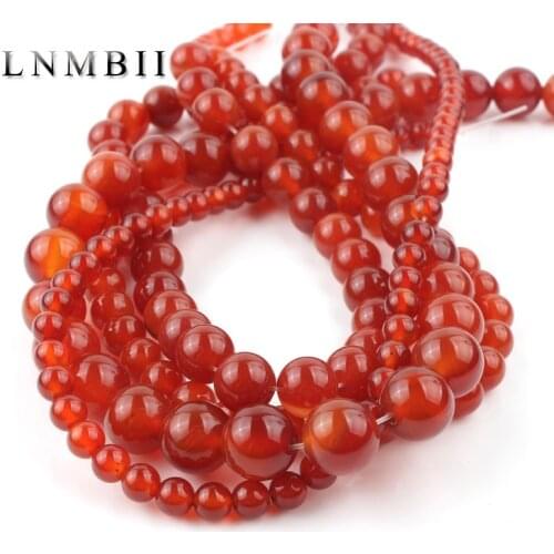 Natural Stone Red Carnelian Agates Beads Smooth Round Loose Spacer Beads For Jewelry Making 4 6 8 10 12mm DIY Bracelet Earrings