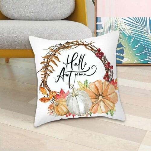 Autumn Maple Leaf Pumpkin Printed Polyester Pillowcase Thanksgiving Car Decoration Pillowcase Pillowcase Home Seat 45X45cm Y1U2