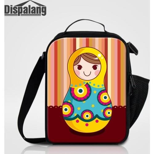 Newest Russian Nesting Dolls Matryoshka Doll Prints Thermal Lunch Bag For Children Cartoon Insulation Lunch Box Lovely Meal Bag