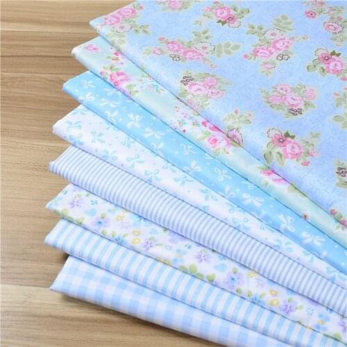 NEW! 20% 40*50cm 8pcs blue rose Style Cotton Fabric For Sewing,Patchwork,Home decoration,Cushions,Pillows And Quilting Crafts