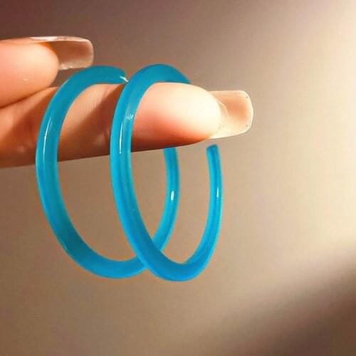 New Big Statement Acrylic Circle Earrings For Women Blue Orange Color Hyperbole Korean Earing Dangle Fashion Eardrop Jewelry