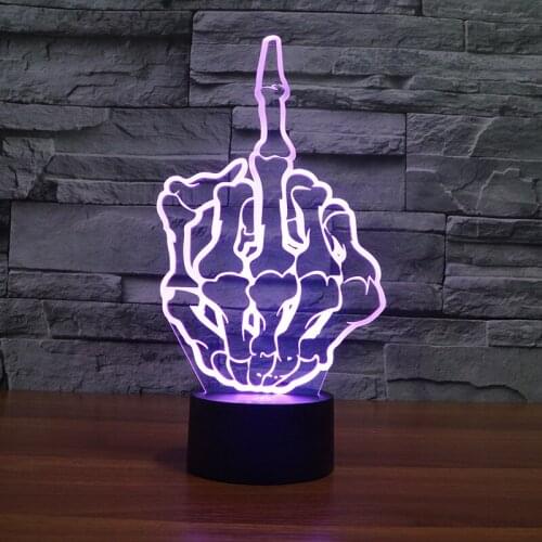 New Style Cool Midfinger Colorful 3d Lamp Usb Novelty Energy Saving Gradual Table Led Night Light Kids Room Light