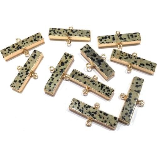 Natural stone pendant fashion Rectangular Double hole connector for Jewelry Making DIY Necklace Accessories Size 18x36mm