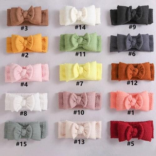 20 Pcs/Lot, Children Girls Infant 12.5 CM Baby Big Bowknot Headband Waffle Head wraps Kids Ribbed Bows Wide Turban Accessories