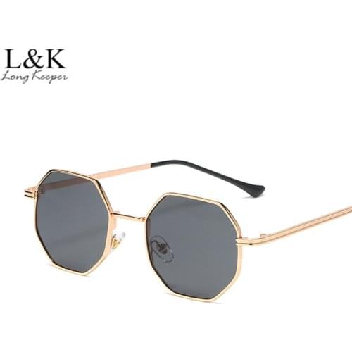 New Polygon Sunglasses Women Brand Designer Octagon Sun Glasses High Quality Vintage Small Metal Frame Gold Black Eyewear UV400