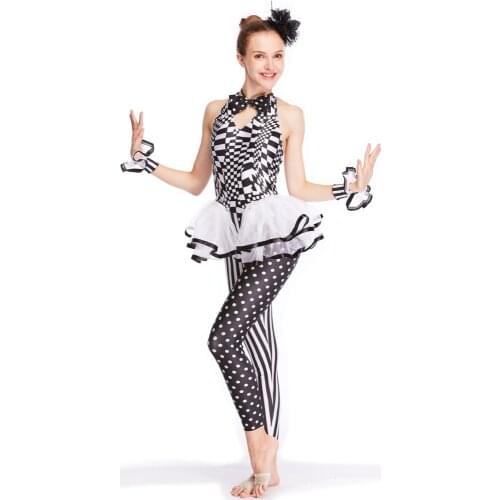 MiDee Charactor Dance Costume Performance Dancewear Black-and-white Print Dance Bodysuit Unitard Hip Hop Outfits