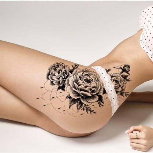 1 Pcs Make Up Fake Temporary Tattoos Stickers Rose Flowers Arm Shoulder Tattoo Waterproof Women Big Flash Tattoo on Body