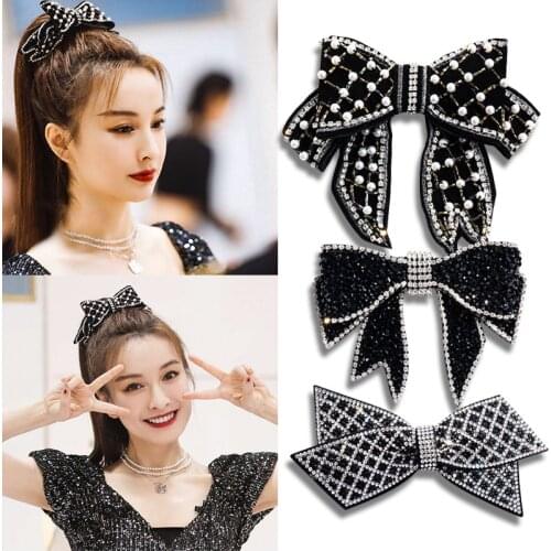 High Quality Luxury Retro Hairpins Fashion Bowknot Shiny Hair Clips Women Girls Barrettes Hair Ornaments Accessories Headdress