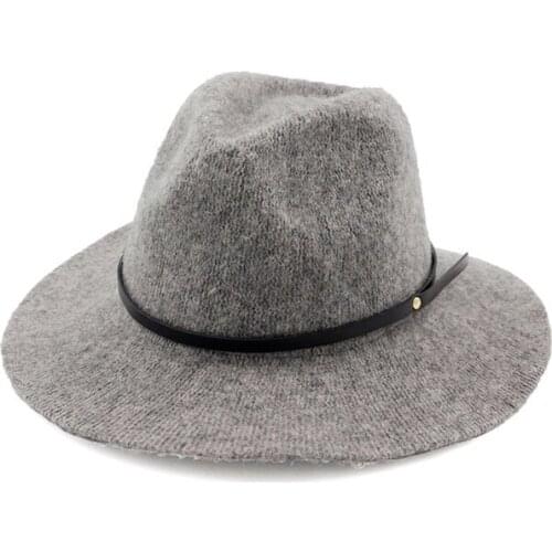 100% Wool Jazz Hats Caps for Women Men Autumn Winter Ladies Fedora Hats with Belt Female Wide Brim Top Hats 6 Colors GH-217