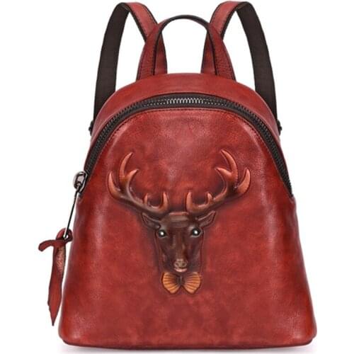 Female Genuine Leather Backpack Woman Bag Schoolbag Daypack Cowhide Rucksack School Bags 2019 Top Quality Vintage Girl Travel