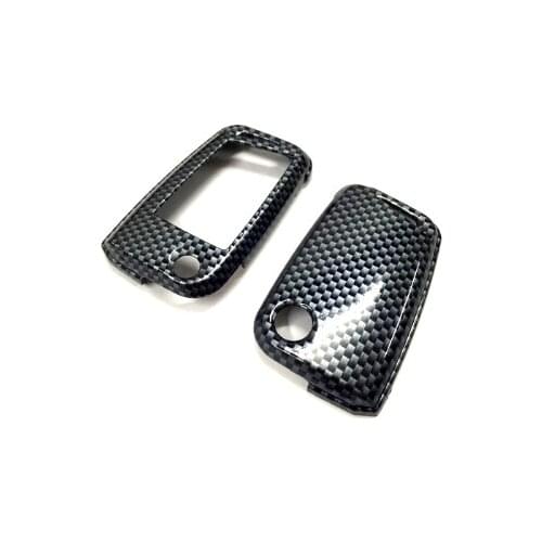 Hard Plastic Keyless Remote Key Fob Flip Key Protection Case Cover (Gloss Carbon Fiber Printing) For VW Volkswagen Golf MK7