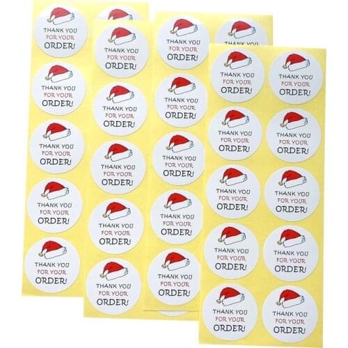 100pcs 3.5cm Merry Christmas Sealing Sticker Packaging DIY Decoration Food Gift Thank You For Your Order Stationery Label