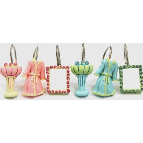 12 pcs/pack Bath Curtain Shower Rustproof Stainless Steel Shower Curtain Rings Bathrobe Curtain Hooks Accessories