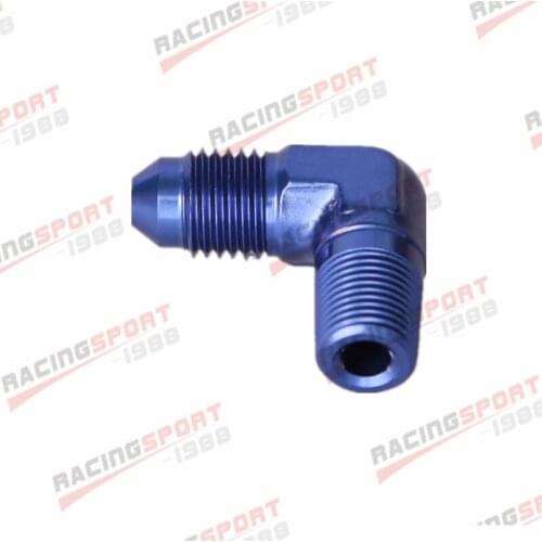 12AN AN12 AN-12 To 1/2" NPT 90 Degree Male Fitting Adapter Aluminum Blue