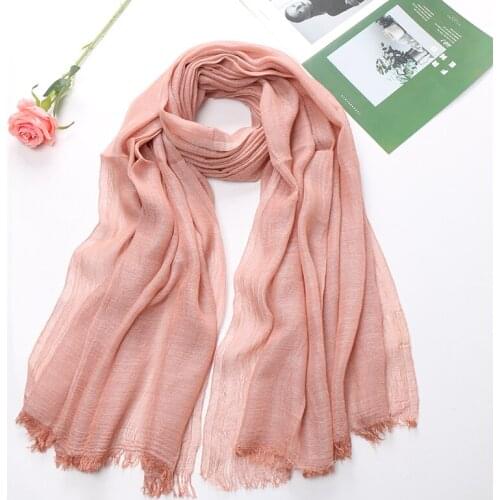 2020 New style soft linen cotton scarf hijab Fashion fringe shawl Retro Tassels solid color scarves Gift Scarf wraps