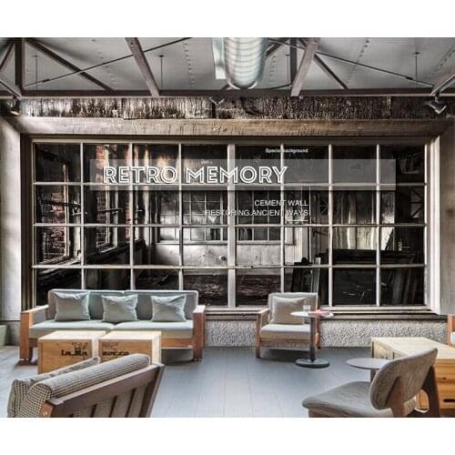 3D dilapidated buildings ruins wallpaper coffee shop space extension decoration background wall retro Restaurant Bar mural