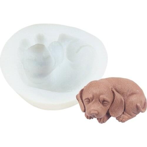 3d Sleeping Dog Silicone Mold Diy Soap Gypsum Resin Cookies Mold Chocolate Fondant Cake Decoration Tools Christmas Cake Decor