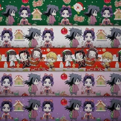 50cm*140cm Printed Polyester Cotton Fabric Patchwork for Sewing Dress clothing cloth Making kimetsu no yaiba fabric k5469B