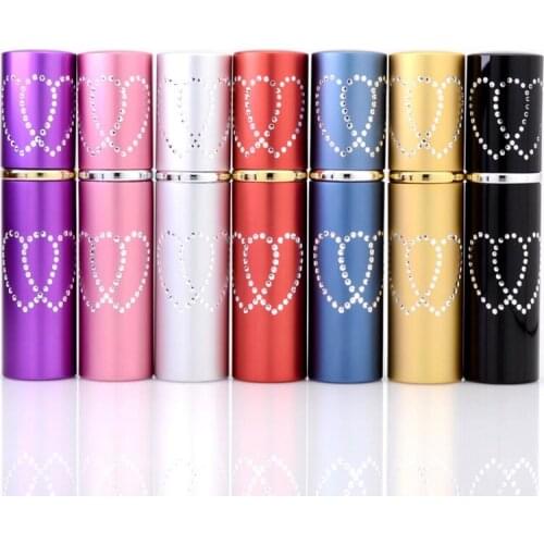 500pcs new 10ml Double Love Heart Pattern Refillable Aluminum Perfume Bottle Empty Spray Atomizer Container