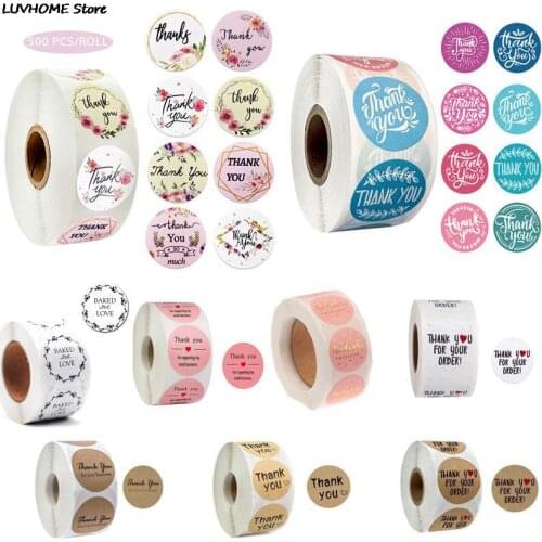 500pcs Thank You For Your Order Kraft Sticker Handmade Packaging Seals Label